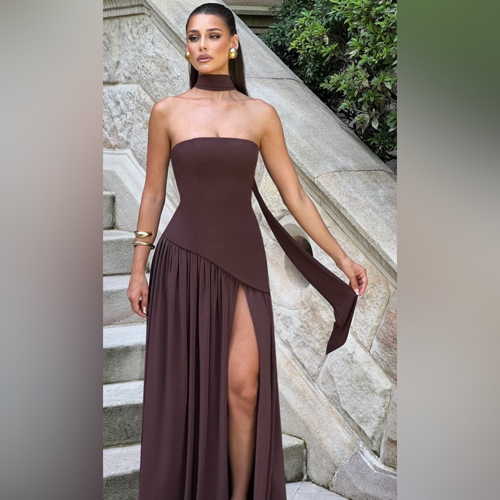 Babyboo Maliyah Maxi Dress in Plum Brown